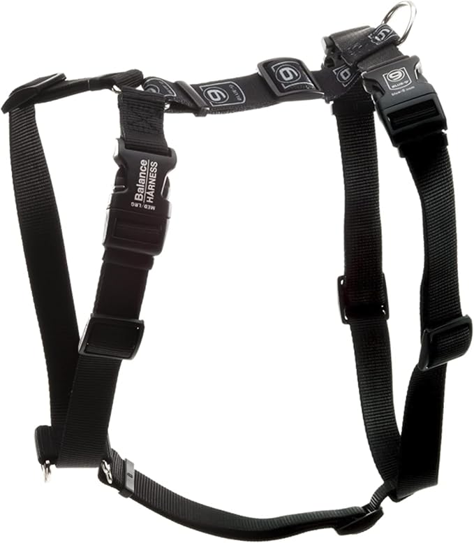 Blue-9 Buckle-Neck Balance Harness, Fully Customizable Fit No-Pull Harness, Ideal for Dog Training and Obedience, Made in The USA, Black, Large
