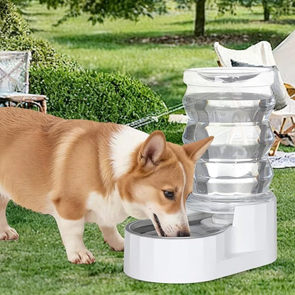 RIZZARI Automatic Gravity Pet Dispenser: 6.5L Large Capacity -No Power Needed -Stainless Steel with Triple Filter & Brush for Medium Dogs -Multiple Pets - Busy Pet Owners - Living Room -Kennel