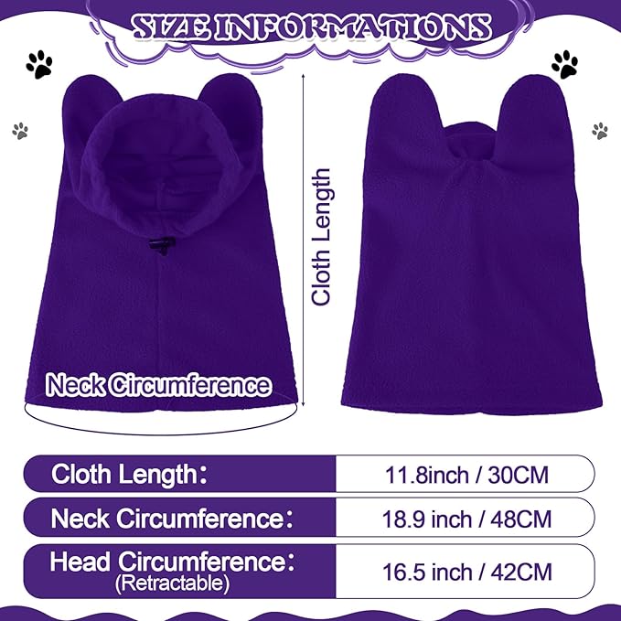 Clysee Winter Dog Hats Quiet Ears for Dogs Ear Muffs Pet Neck Warmer Scarf Hoodie Noise Protection Cover Beanie Head Wrap Costume for Pet Dog Cats(Purple,M)
