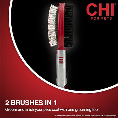 CHI Double Sided Grooming Brush for Dogs & Puppies | 2-in-1 Pin and Bristle Brush for All Coats