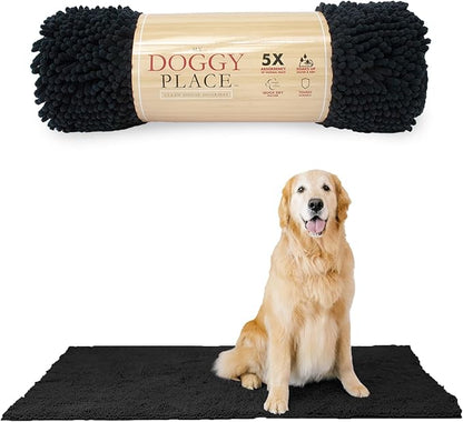 My Doggy Place Dog Mud Mat, 60" x 36" Black – Thick Microfiber Entry Rug for Snow, Mud & Salt – Absorbent, Quick-Dry, Washer-Safe & Non-Slip, X-Large