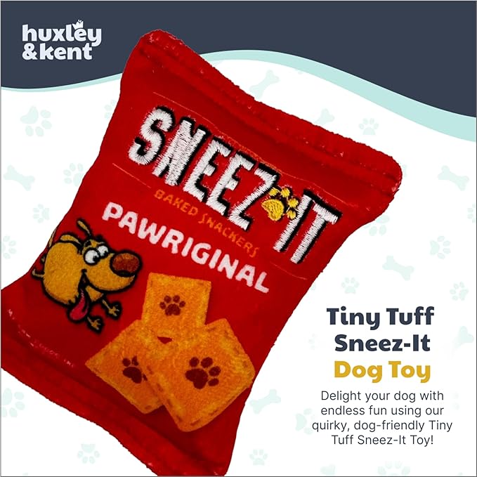 Huxley & Kent Funny Dog Toy w/Squeaker – Power Plush Squeaky Dog Toys for Small Dogs – Durable Small Stuffed Animal for Indoor Play & Fetch - Tiny Tuff Sneez-It