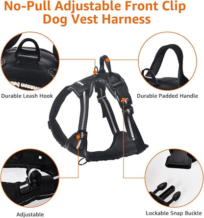 Amazon Basics No-Pull Dog Harness, Adjustable Soft Padded Vest with Reflective Stripes, Small, Black