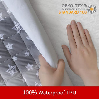 Waterproof Dog Bed Covers Replacement Washable Pet Hair Easy to Remove, Noiseless Quilted Puppy Pet Bed Cover Lovely Grey Star Print 29x41 Inches, for Dog/Cat, Cover Only