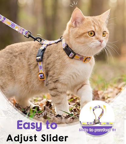 Halypet 2-Pack Cat Harness and Leash Set, Escape Proof 3-in-1 Adjustable Harness for Cats, Soft Lightweight, Easy On & Control for Walking, Travel & Outdoor Use, Pastel Floral, Medium