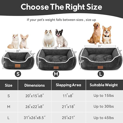 Cat Dog Bed for Pets, Rectangle Pet Bed Gift for Puppy and Kitten, Machine Washable Calming Fluffy Pet Couch Sofa for Indoor Outdoor, Portable Soft Cat Bed with Non-Slip Bottom (Small, Dark Grey)