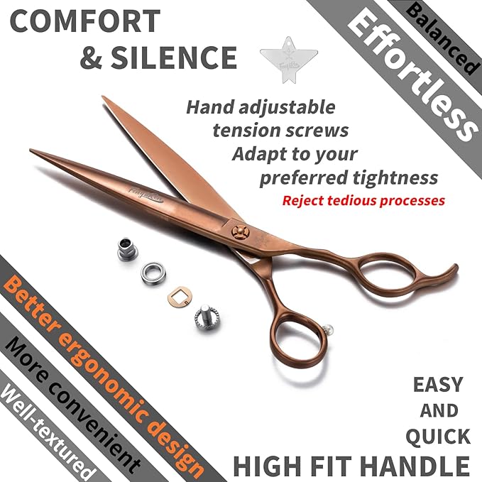 High-end Professional Dog Grooming Scissors Pet Grooming Shears 7.5 Inches Extremely Very Sharp Made Of Stainless Steel Alloy By Hand For Dog Cat Groomer