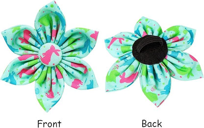 Lionet Paws Easter Dog Collar with Flower, Bunny Egg Flower Collar with Metal Buckle for Dogs, Adjustable Comfortable Dog Collar Girl, M, Neck 13.5-22 in