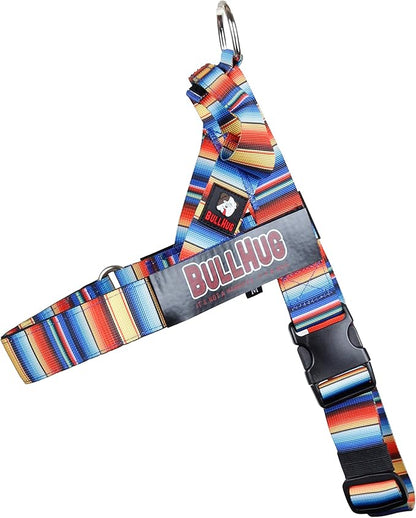 BULLHUG Adjustable Dog Harness– No Pull, No Choke – for English Bulldogs, French Bulldogs, Pugs & Broad-Chested Breeds – Easy, Safe Walks (Fiesta, Medium)