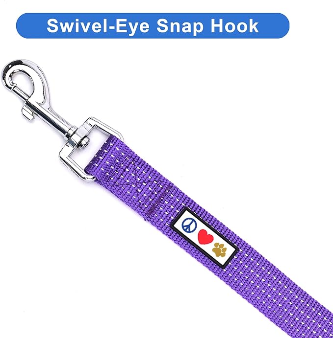 Pawtitas Purple Dog Leash 6 ft M/L Reflective Durable Lightweight Dog Lead for Medium or Large Dogs and Puppies