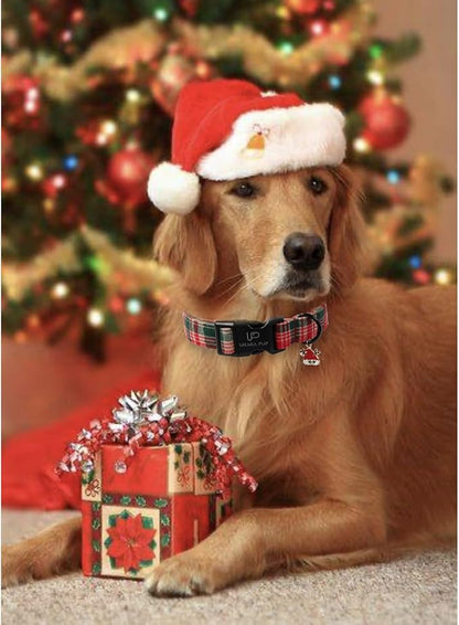 Christmas Dog Collar– Adjustable Red & Green Checkered Dog Collar for Small Medium Large Dogs, Soft Xmas Plaid Puppy Collars with Quick Release Buckle XL