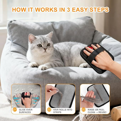 PCYIS Pet Hair Removal Glove,Reusable Electrostatic Pet Hair Remover Glove,Washable Grooming Tool for Cats, Dogs, Furniture, Car Seats, & Carpets(1 Piece)