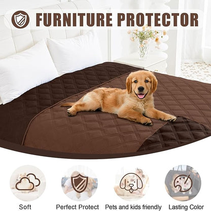 Smiry Waterproof Dog Bed Cover Blanket 40x80, Soft Reversible Pet Blanket, Washable Leakproof Cats Dogs Couch Cover for Sofa, Couch, Furniture, Lattice, Brown/Chocolate