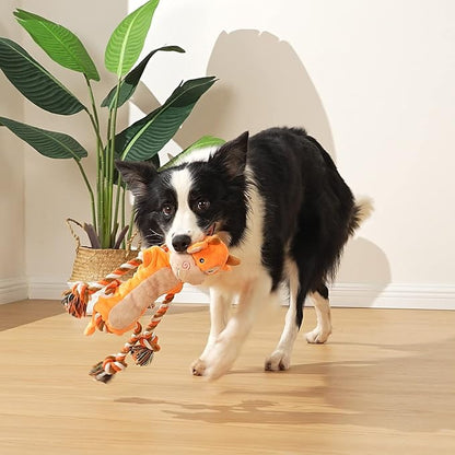 Sedioso Dog Toys, Tug of War Dog Toys for Large Breed, Cute Squeaky Interactive Dogs Toy with Crinkle Paper, Plush Puppy Chew Toy for Small, Middle, Big Dogs (Cow-SS)