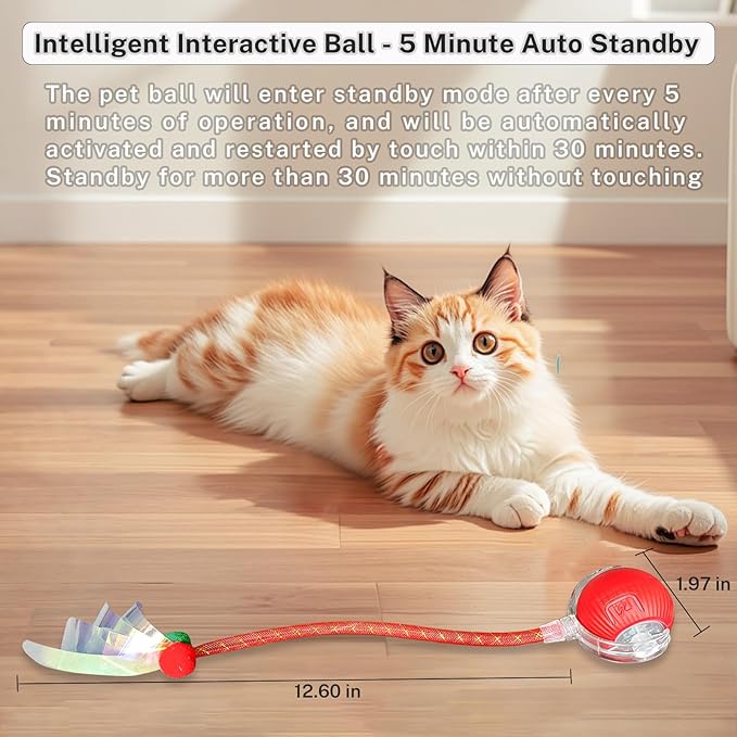 Yaruiguang New Upgraded Cat Ball Toy - Speedy Tail 3.0 Cat Toy, Interactive Cat Toy Ball, Stimulating Toys and Juguetes para Gatos, Cat Toys for Bored Indoor（Sound Switchable） (Green)