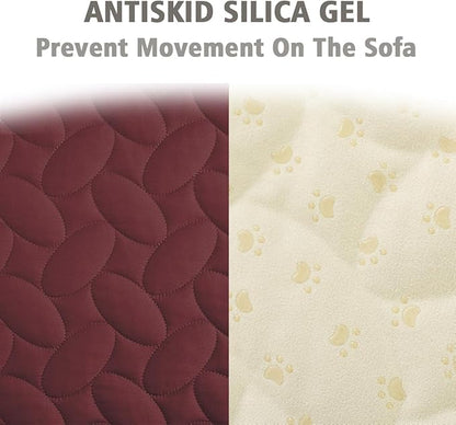 Ameritex Waterproof Pet Bed Cover Anti-Slip Dog Bed Blanket for Sofa and Furniture Waterproof New Pattern Design (Burgundy, 30x53 Inch (Pack of 1))