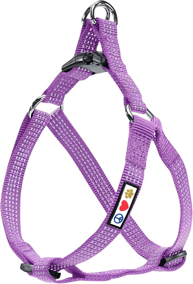 Pawtitas Reflective Step-in Dog Harness – Adjustable No-Pull Vest for Puppies to Seniors, Safe & Comfortable, L Orchid