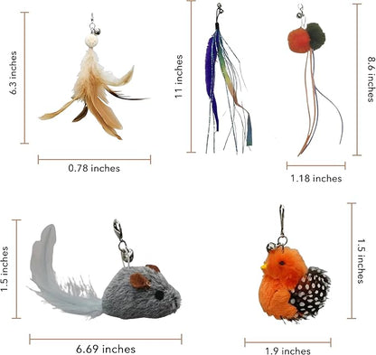 CUTIE PAW PAL Interactive Play Set - Set of 5 Replacement Toys: Mouse, Duck, Feathers, Balls & Worm Heads - Engaging Cat Toys with Realistic Designs for Endless Fun