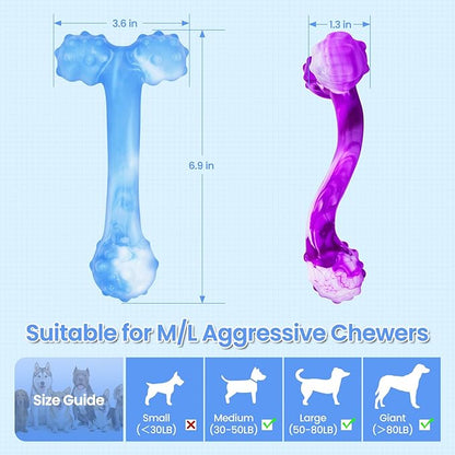 WinTour Indestructible Dog Bones for Aggressive Chewers, Tough Dog Toys for Aggressive Chewers, Durable Chew Toys for Medium & Large Breed, Heavy Duty, Strong & Indestructible Bones for Super Chewers