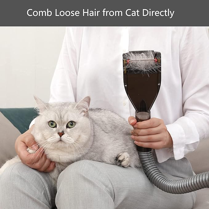 Defurry Pet Vacuum Grooming Brush and Shedding Kit for Dog/Cat Loose Hair, Professional Accessories Remover for Pet's Undercoat Fur