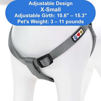 Pawtitas Personalized Dog & Puppy Harness Extra Small Grey Custom ID Tag Adjustable No Pull Vest