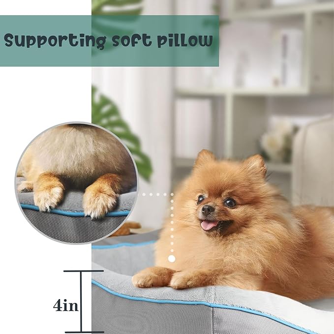 Viviwoof Orthopedic Dog Bed for Small Dogs,Waterproof Small Size Dog Sofa,Supportive Foam Pet Couch with Removable Cover,Non-Slip Bottom and Waterproof Lining,Machine Washable