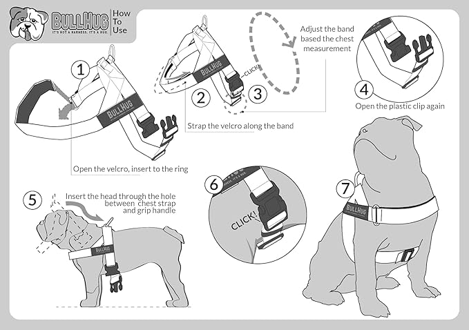 BULLHUG Adjustable Dog Harness– No Pull, No Choke – for English Bulldogs, French Bulldogs, Pugs & Broad-Chested Breeds – Easy, Safe Walks (Star Brights, Medium)