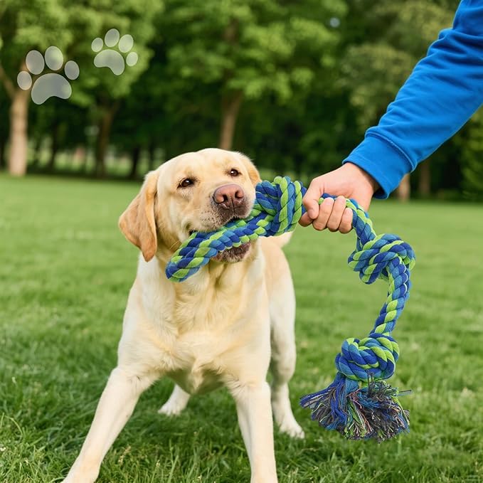 Rocfish [3 Pack] Dog Rope Toys for Aggressive Chewers, Nearly Indestructible Tug of War Toys for Large & Medium Dogs, 100% Cotton, Teeth Cleaning Chew Rope, Heavy Duty Tug of War Dog Toy for Boredom