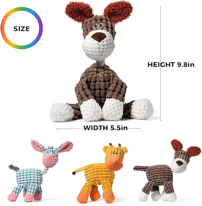 3-Pack Squeaky Dog Toys, Durable Stuffed Animals Dog Toys with Squeak Sounds to Keep Dogs Busy, Puppy Toys for Small, Medium, and Large Dogs