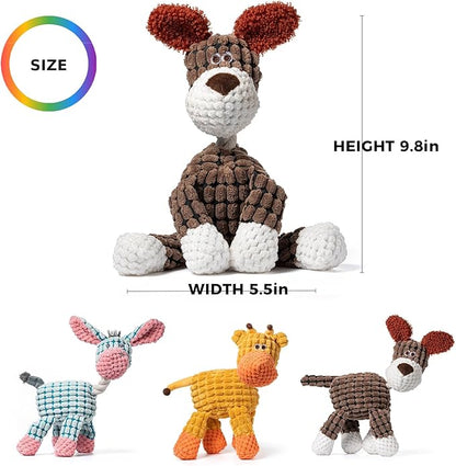 3-Pack Squeaky Dog Toys, Durable Stuffed Animals Dog Toys with Squeak Sounds to Keep Dogs Busy, Puppy Toys for Small, Medium, and Large Dogs