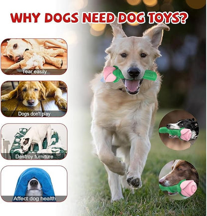 ucho Dog Toys for Aggressive Chewers, Dog Toy for Dogs, Interactive Chew Toys for Training and Cleaning Teeth (Champagne, Roses)