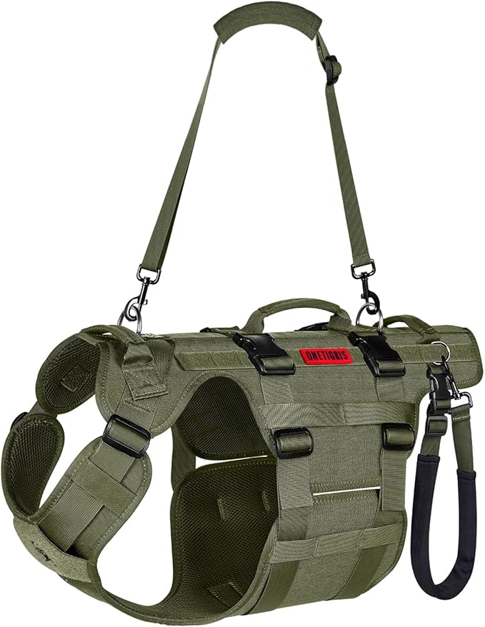 OneTigris Dog Lift Harness for Large Dogs, Dog Hip Support Brace, Full Body Lifter with Handles Invictus Multifunctional Mobility Assistance Vest for Back Legs (Green, Medium)