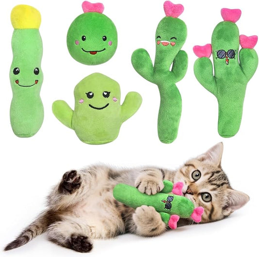 Otunrues Catnip Cat Toys Cactus Crinkly Sound 5 Pack Interactive Chew Kitten Cat Toys for Indoor Cats Exercise Cat nip Toy to Stimulate Play & Reduce Boredom