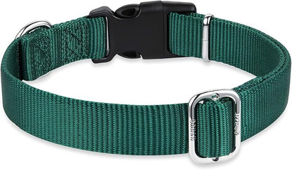 Hyhug Medium Dog Collar:Heavy-Duty Quick-Release Nylon Buckle, Adjustable & Durable, Cute Dog Collar (Medium, Dark Green)