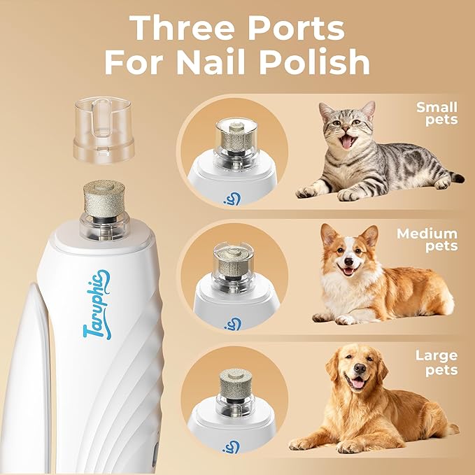 Taruphic 2-in-1 Dog Nail Clippers & Dog Nail Trimmers for Small Medium Large Dogs Cats Pets with Spash Guard, Nail Clipper for Dogs Quiet, USB Rechargeable, Dog Nail Clippers with 2 LED Large Light