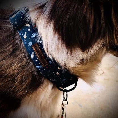Elegant little tail Dog Collar, Blue Universe Pattern Pet Collar Durable Cute Dog Collars Male Pet Gift Adjustable Dog Collar for Medium Dogs
