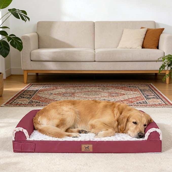 PAWPUBBY XL Dog Bed Extra-Large Orthopedic Memory Foam Dog Bed – for 70 Lbs Dogs, Premium Memory Foam, Machine Washable Cover, Non-Slip Base, Soft Rose Velvet (Dark Gray, XL)
