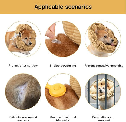 H HIDREAM Soft Dog Cones for Medium Dogs,Cute Adjustable Cone for Dogs to Stop Licking,Dog Recovery Collars & Cones That can Protect Head and Foot Wounds，Daisy Yellow All-Season Style