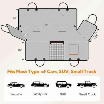Kytely Dog Car Seat Cover for Back Seat,600D Heavy Duty Dog Hammock for Car with Side Flap,100% Waterproof Pet Backseat Cover, Anti-Scratch Nonslip Pet Seat Protector for Cars Trucks and SUV