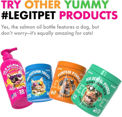 Omega 3 Alaskan Salmon Oil Treats for Dogs 120 Fish Oil Chew Supplement Skin and Coat Allergy and Itch Relief Hip & Joint Health Brain Shedding Hot Spots Treatment Omega 3 6 9 EPA & DHA Fatty Acids