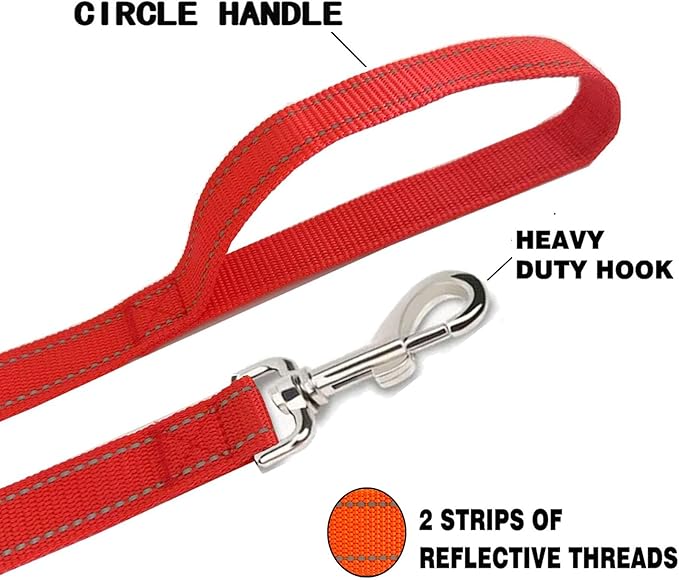 Reflective Dog Leash 7Ft /8 Feet Long, 1 Inch Wide, for Small and Medium Dogs