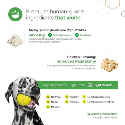 TopDog Health - MSM Joint Boost Powder - Hip & Joint Dog Supplement for Joint Mobility & Flexibility - Natural Anti-Inflammatory with Sulfur - Chicken Flavored