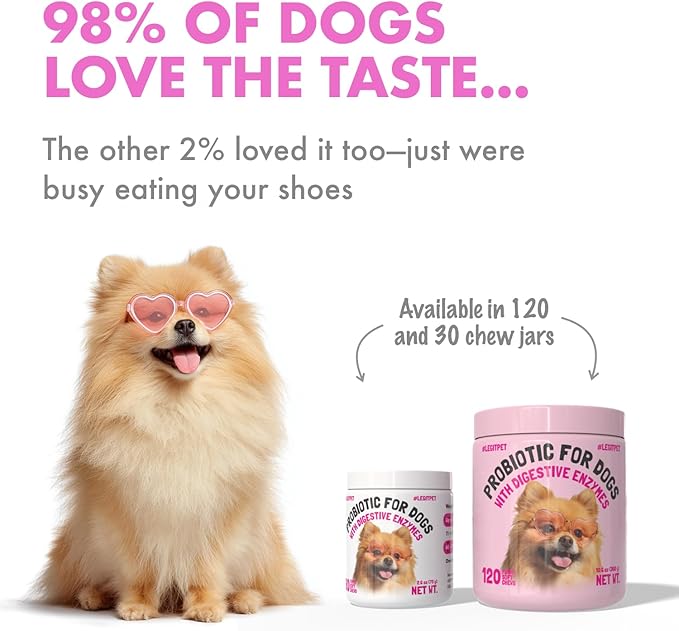 Probiotics for Dogs Natural Digestive Enzymes Prebiotics for Allergy Itch Relief Gut Flora Coprophagia Bowel Support Treatment Anti Diarrhea for Dogs Pet Health Immune System Support 30 Soft Chews