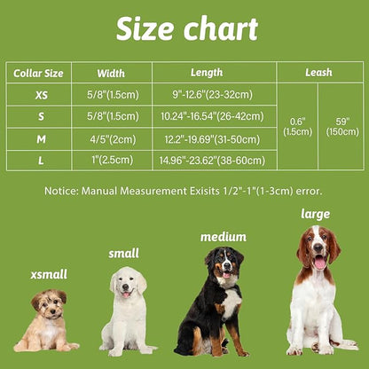 Dog Collar and Leash Set Girls Adjustable Puppy Collars with Planet Bow Tie for Small Medium Large Female Dogs, Green Planet, L