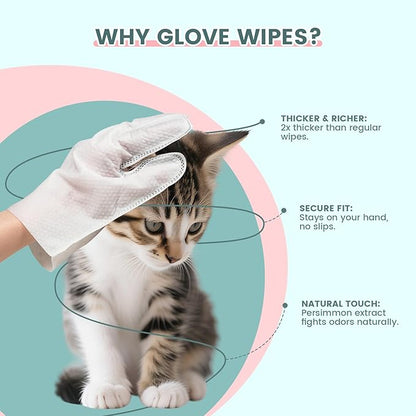 IMMHABI 100 PCS Pet Glove Wipes for Paws and Butt Large Puppy Wipes for Dogs Face and Body Dog Wipes Cleaning Deodorizing Cat Wipes Cleaning Fur and Butt Doggie Wipes Doggy Wipes Bum Dog Ear Wipes