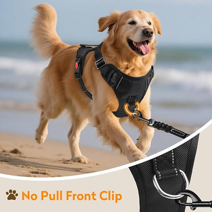 No Pull Dog Harness with 2 Leash Clips, Reflective Adjustable Soft Padded Vest with Handle, Breathable Oxford No Choke Pet Vest for Small Dogs, Black,S