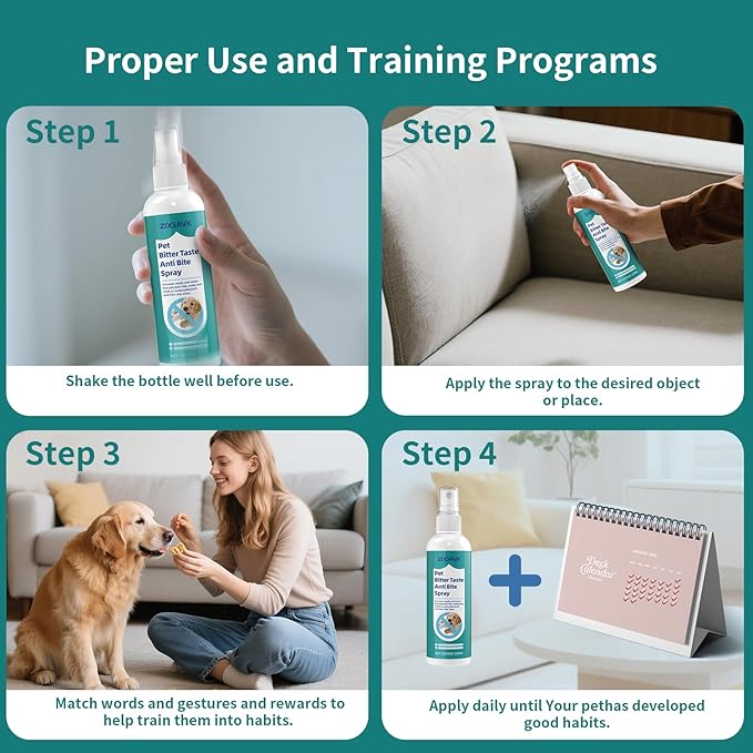 Zixsavk Bitter Apple Spray for Dogs - No Chew Spray for Dogs | Safe, Non-Toxic Chewing Deterrent | Stop Licking, Biting & Destructive Behavior | Training Aid (200ml)