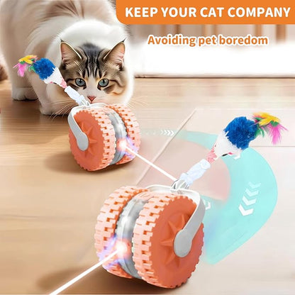 MAXTOOA Interactive Cat Toys for Indoor Cats Smart Automatic Ball with Laser Rolling for Bored Kitten Pet Upgraded Speedy Moving Chase Dogs Toy Pink