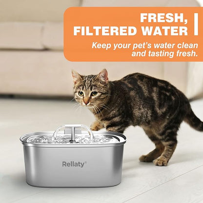 Rellaty Official Cat Water Fountain Filters Replacement & Pre-Filter Sponges for 3.2L/108oz Automatic Pet Fountain Dog Water Fountain (12 Carbon Filter and 12 sponges)