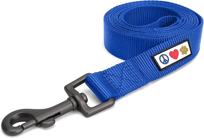 Pawtitas Solid 6 ft Blue Dog Leash XXS/Cat Custom Name and Phone Embroidery Strong Nylon Leash for Small Breeds